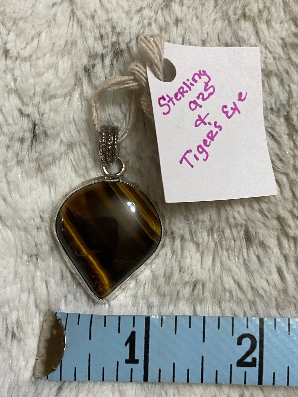 Teardrop Tiger's Eye Pendant in Sterling Setting - Brown/Gold